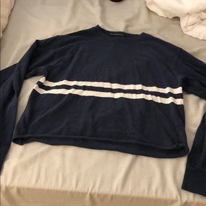 long sleeve navy blue white striped shirt